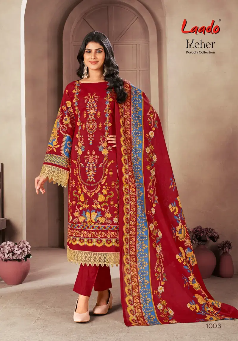 Meher Vol 1 By Laado Lawn Cotton Printed Dress Material Orders In India